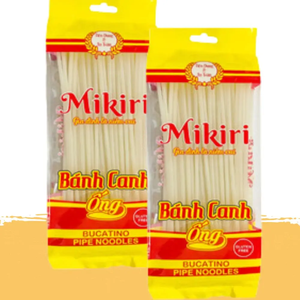 Low - Salt Gluten Free Bucatino Pipe Noodles 300gr x 24 bags From Viet Nam Ingredient Rice Flour 80% Easy Cooking Date One Years