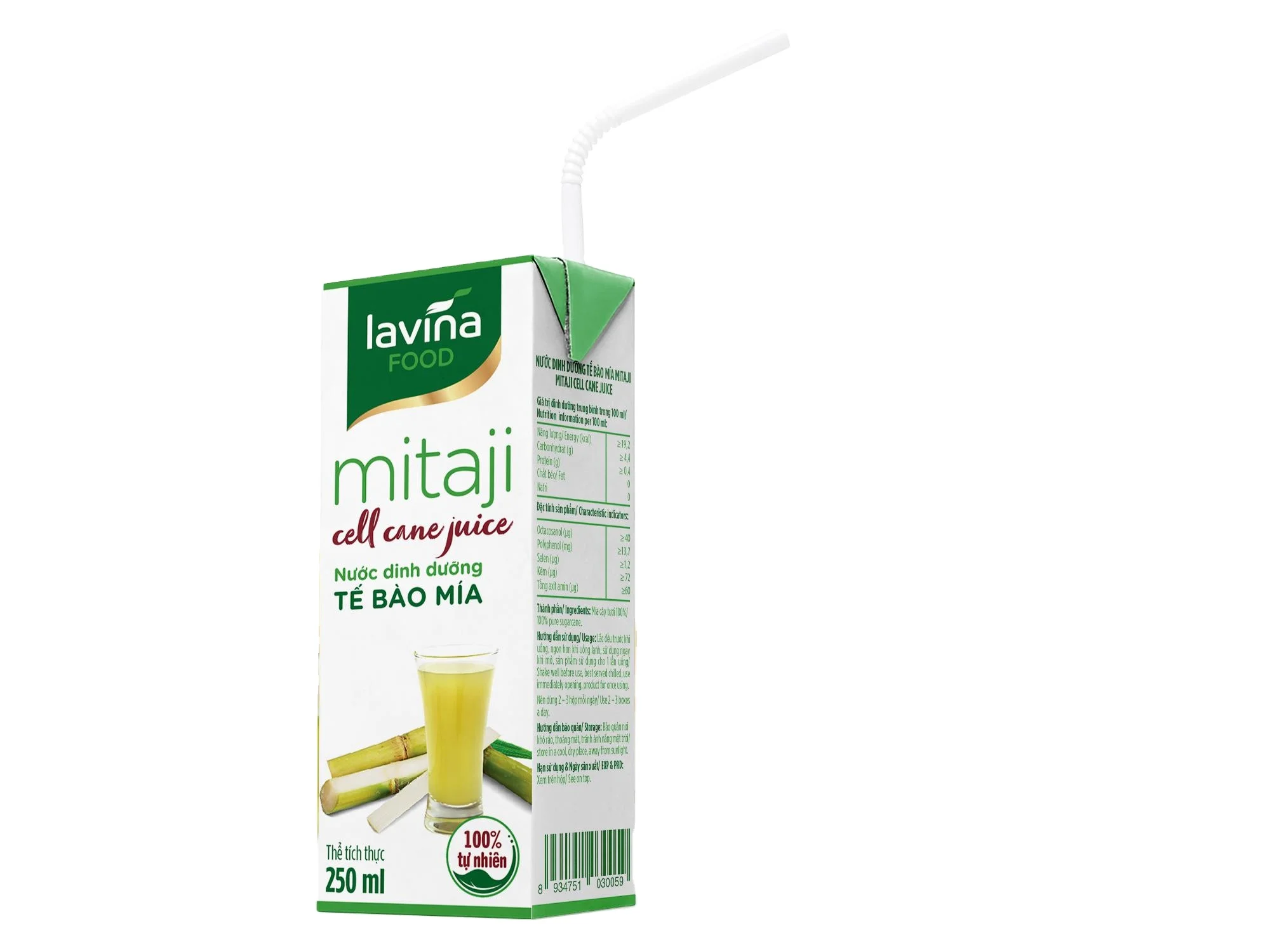 Tropical Natural Juice from Cell Cane Juice 250ml in paperpack from Vietnamese daily drink good for health and beautiful skin