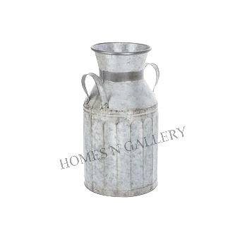 Latest French Vintage  Rustic Metal Galvanized Tin Milk Can Design Flower Vase for Home Decoration Metal Iron Pitcher In India