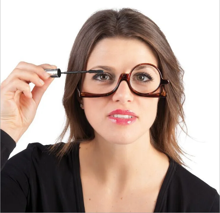 Ladies optical plastic frames 2023 multicolored magnifier women rotatable single eyeglass frame makeup glasses