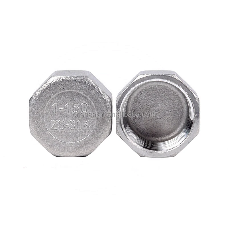 SS304 Pipe Fitting 1/2 inch 3/4 inch BSP Female Thread Stainless Steel Hex Cap For Plumbing