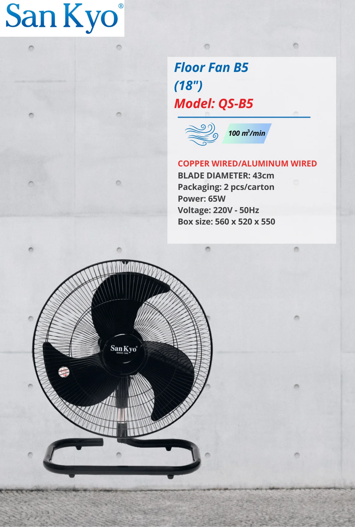 Hot Selling Vietnam-Made Electric Home Appliance Mechanical Control Floor Fan for Household Garage & Hotel Use Air Cooling Fan