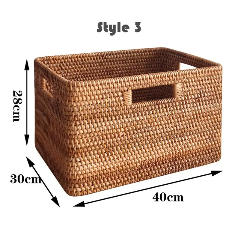 AGENAS Stackable Storage Basket Different Size Home Decor Rattan Weave Square Storage Basket (Set of 4) Made in Vietnam