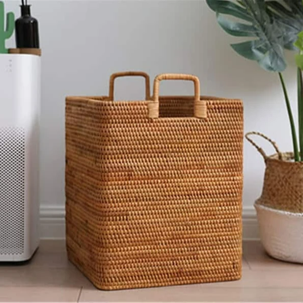 Basket Homme Design Multi Usage Wholesale Price Kid Laundry Custom Rattan Weave Square Storage Basket Made in Vietnam AGENAS