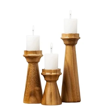 Amazon hot sale Unfinished Wood Block Candle Holders Wooden Candle Holder by gm impex