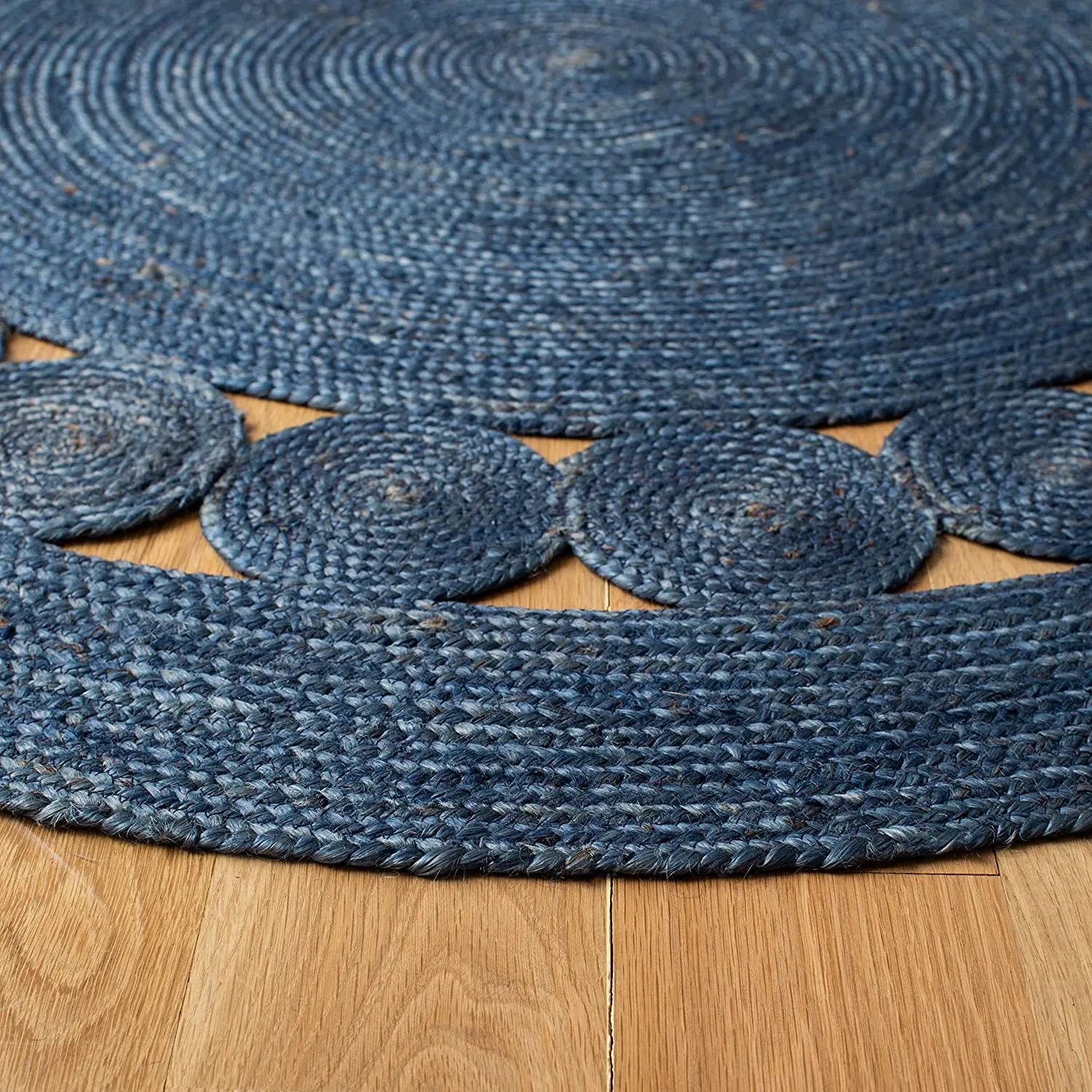 Natural Fiber Round Collection Round Black Handmade Boho Charm Farmhouse Jute Area Rug