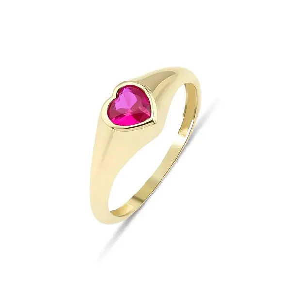 Lab Created Pink Zircon Stone Heart Shape Bezel Setting 925 Sterling Silver Bezel Setting Gold Filled Women Girl Wedding Bands