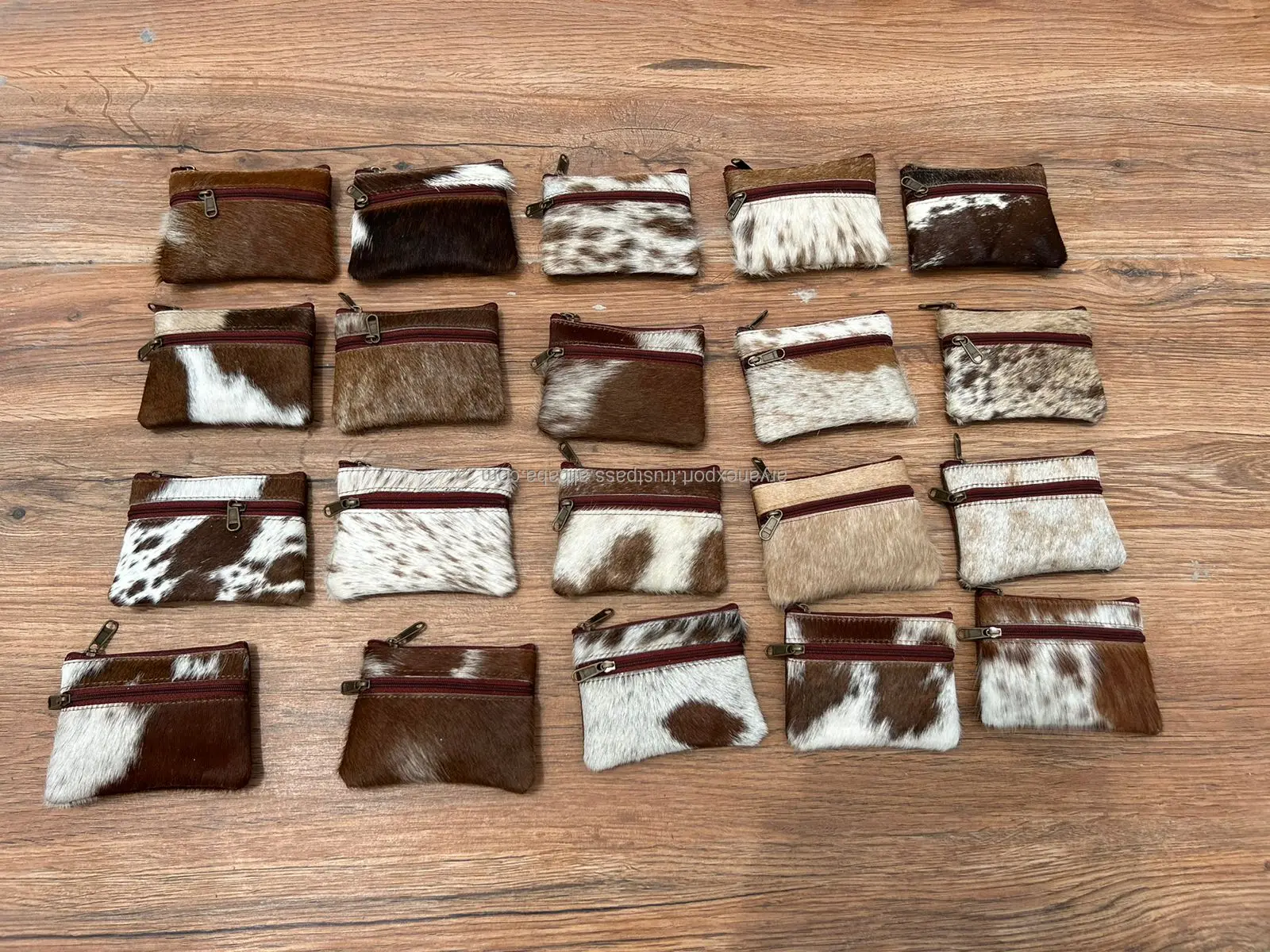 Real Handmade Hair On Hide Fur Leather Coin Change Purse Oval  Credit Card Holder Case  Western Stylish Cute Small Oval  Wallet