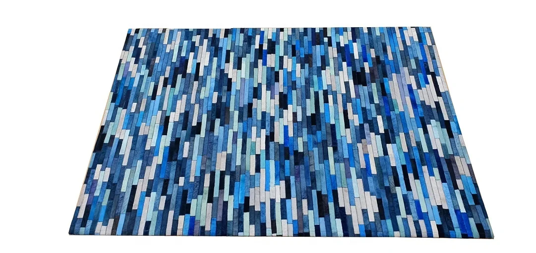 Real Fur Leather Dyed Colorful Hair-on Handmade Patchwork Cowhide Fur Area Carpets For Indoor And Out Door Decorations