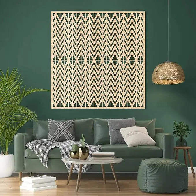 Wooden Wall Art ZigZag Decorative Panel Picture Wall Decor Wood Home Decor Figure Ornament Hanging