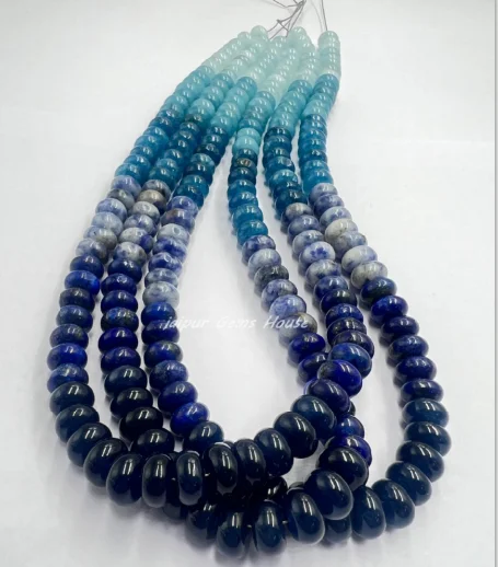 New Trending Multi Blue Gemstone Smooth Rondelle Beads 8mm Size Fashionable Stone Beads Jewelry Necklace Making Wholesale Supply