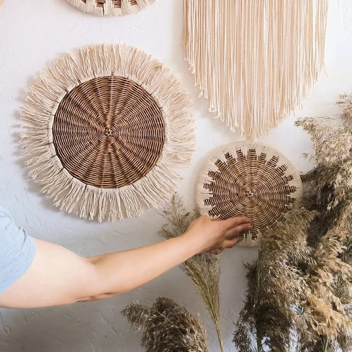 Woven Wall Decor Hanging With Boho Design Handmade Decoration For Living Room Space Interior Unique Gift Made in Vietnam