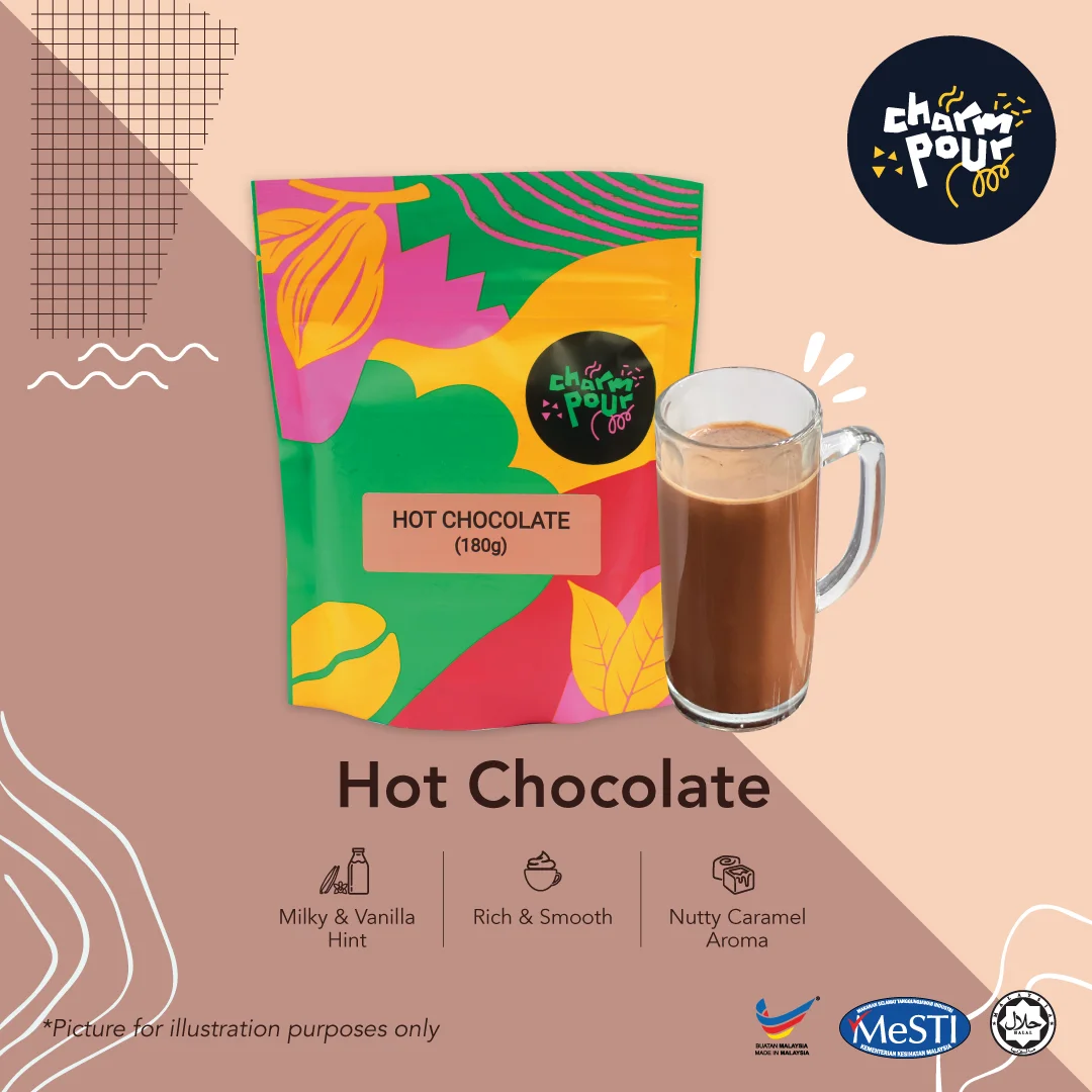 Wholesale Pricing Charmpour Rich Hot Chocolate Made With Premium Cocoa Milk Powder Sweet And Milky Taste Instant Packed In Bag