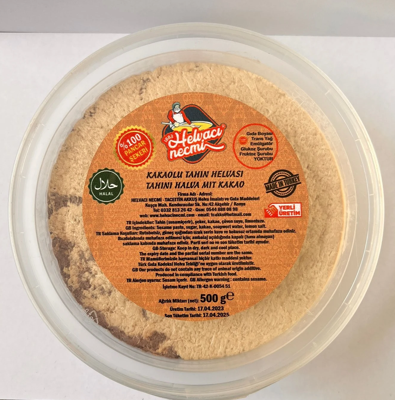 Tahini Halva with Cacao 500 gr Premium Quality Turkish Tahini Halva Does not contain preservatives and additives
