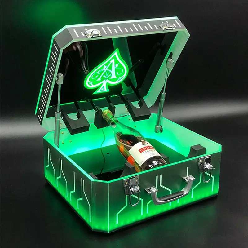 New Ace of Spades 3 bottles LED bottle presenter display VIP glorifier champagne box suitcase carry case for club bar lounge