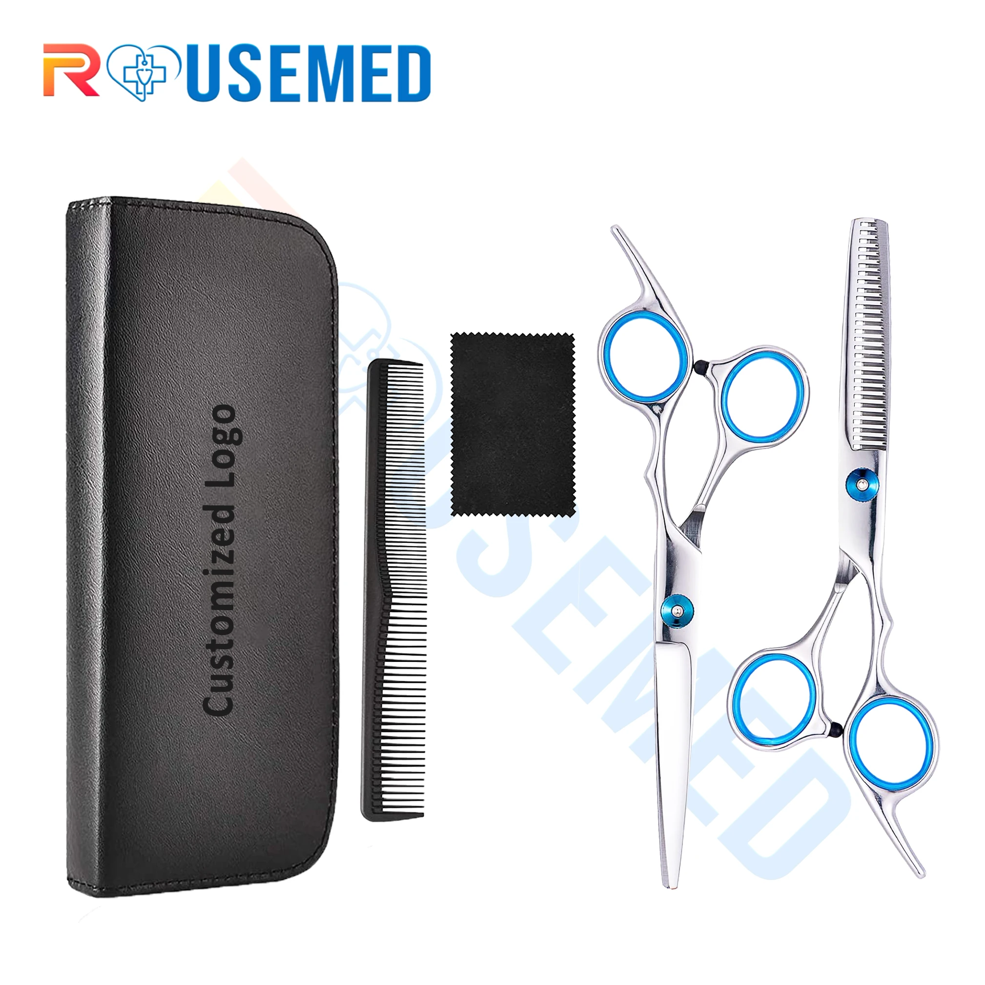 ROUSEMED Japanese Steel extra sharp premium barber hair scissors Professional chrome plated barber scissors