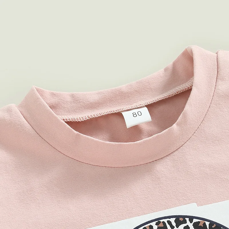 Girl Boutique Clothing Sets Letter T-Shirt Leopard Flare Pants Kid For Summer Outfits Wholesale Baby Suit