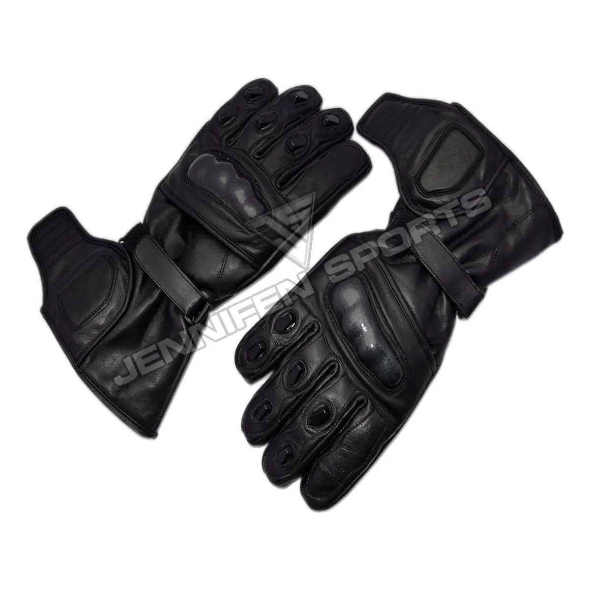 Motorbike Leather Gloves Hard Shell Studs On Fingers&Thumbs Genuine Goat Leather/Anti Slip Neoprene Palms Inside Fleece Lining
