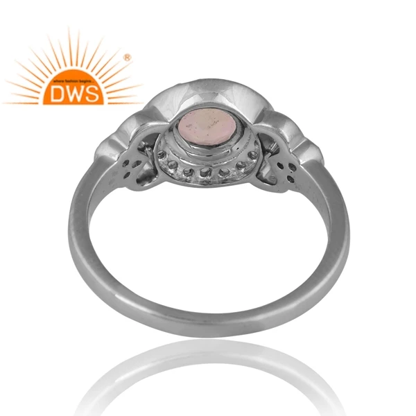 New Design Silver Palladium Plated Natural Ethiopian Opal & White Topaz Ring For Women Custom Design Jewelry Supplier