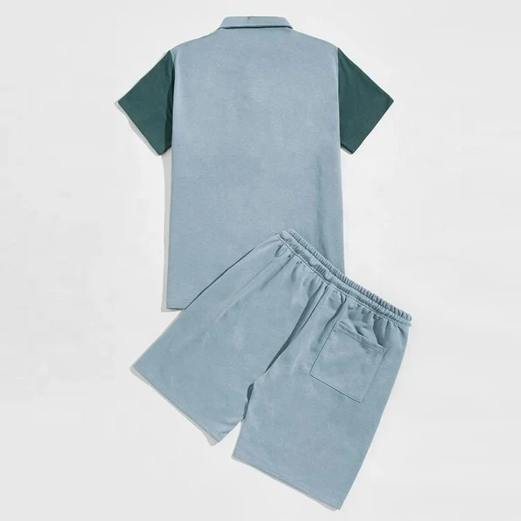 Custom cotton design summer shorts and shirt set men short set men 2 piece sets