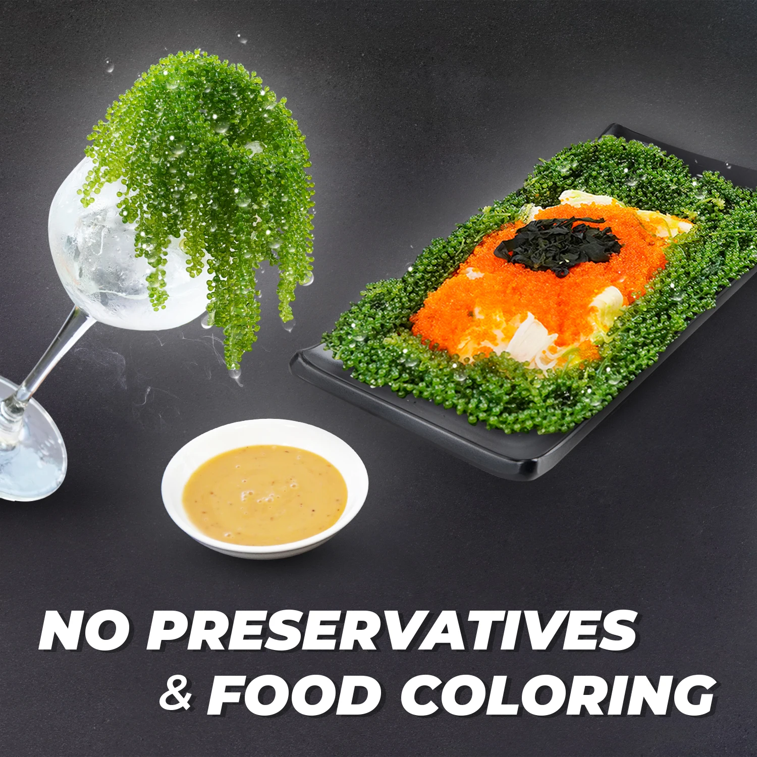 Organic Umibudo Green Caviar 200g Dehydrated Seaweed Snack Halal Nori Box Packaging Superfood Sea Grapes Green Food Seafood