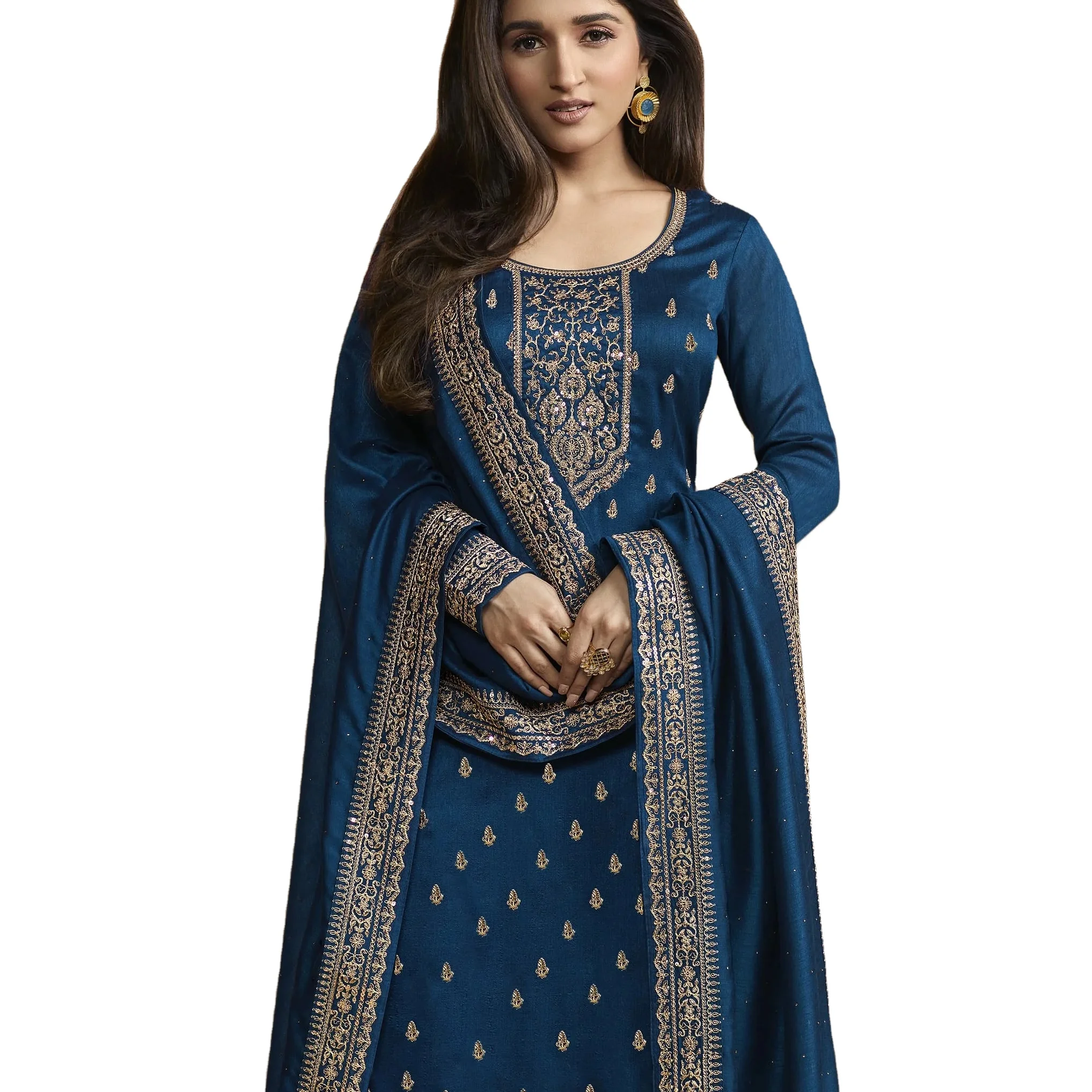 Latest Designer Georgette Silk Embroidery Sequence Kurti Set By Fab Zone