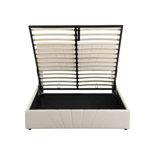 TH-H8389 Modern Luxury Bedroom Sets Furniture Upholstered Real Leather Bed With Extended Headboard