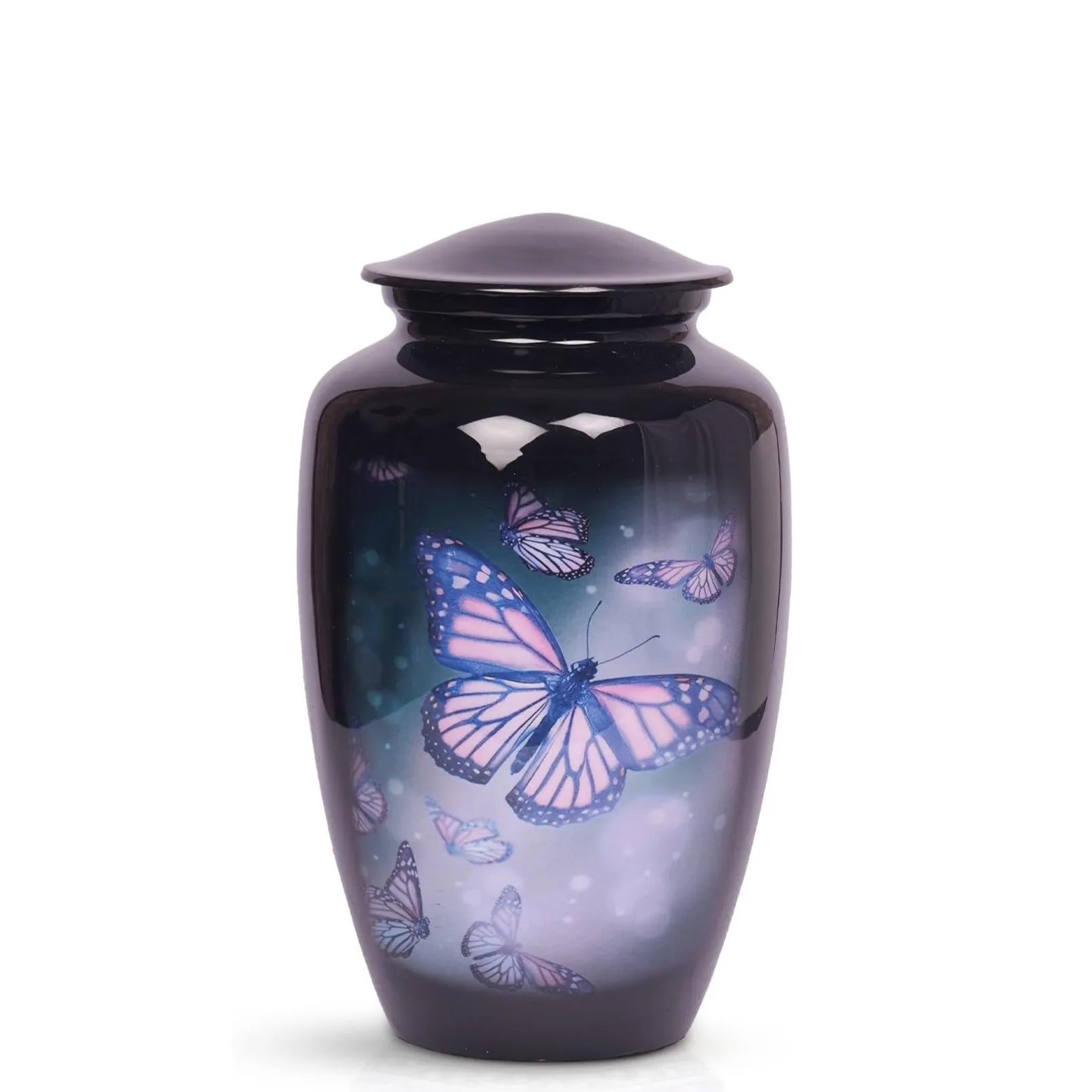 Handcrafted Black Cremation Urn for Adult Ashes Elegant Butterfly Design Affordable Memorial Urn for 200 lbs