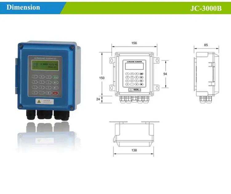 Wall Installed Type Ultrasonic Flow Meter Portable Water Flow Meter