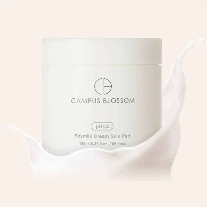 Campus Blossom Soymilk Cream Skin Pad 155ml/5.24 fl.oz. [Vegan|Cotton Pads|Toner|Serum|Moisture|Soymilk Cream]