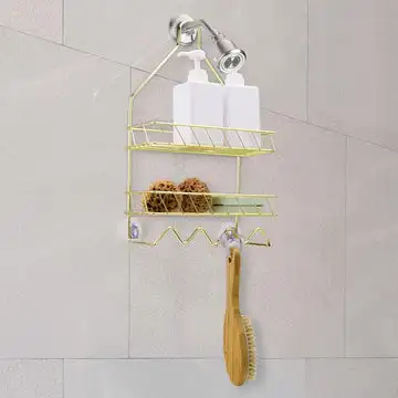 Metal 1-3 tier Rustproof Shower Caddy Bathroom Rack Shelf No Drill Wall Mounted Bathroom Accessories Organizer With Suction Cup