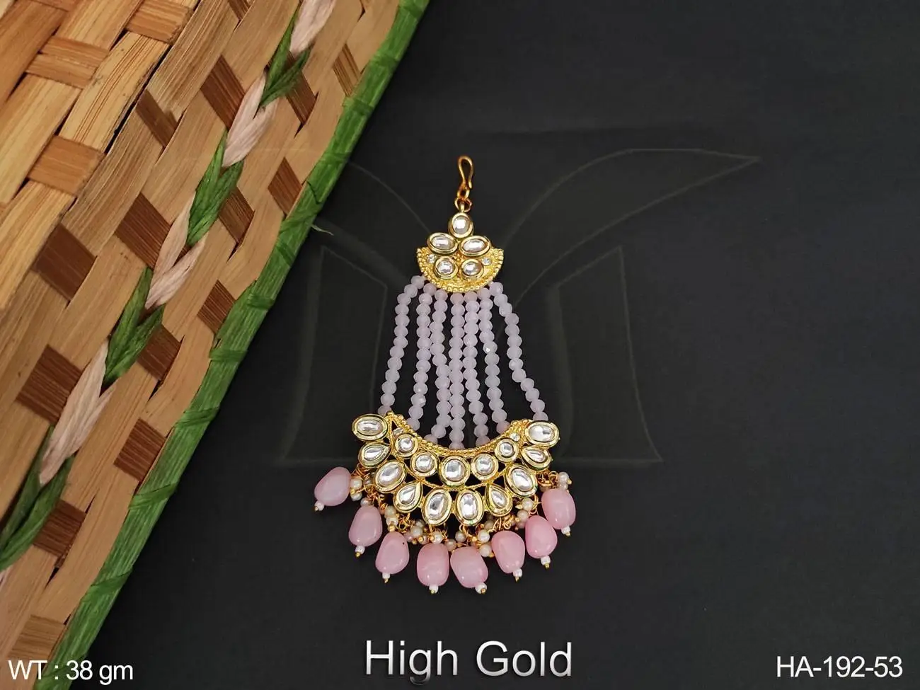 Designer High Gold Polish Beautiful Fancy Design Clustered Pearl Kundan Stones Kundan Jewellery Hair Accessories Jewelry Sets