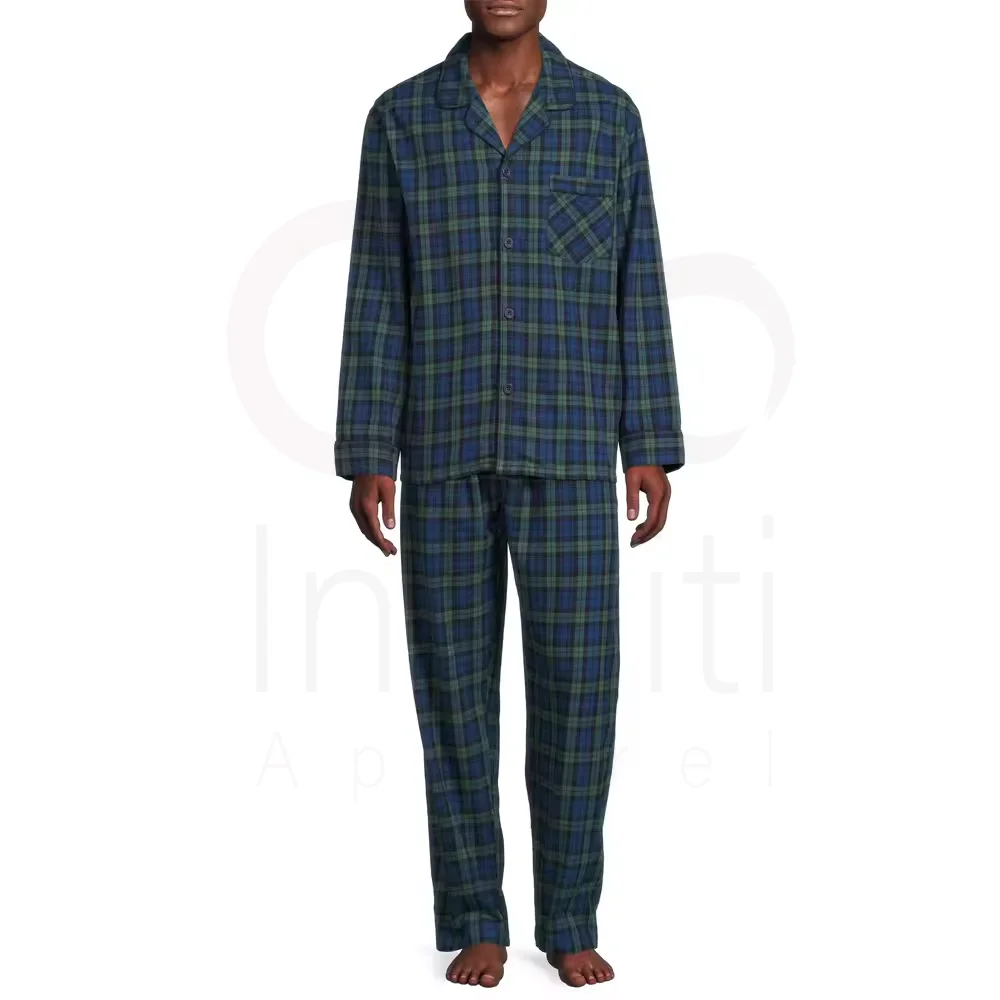 Buy Plus Size Comfy Long Durable Custom Men Sleepwear Long Sleeve Classic Breathable Extra Soft Woven Pajama Sleep Sets