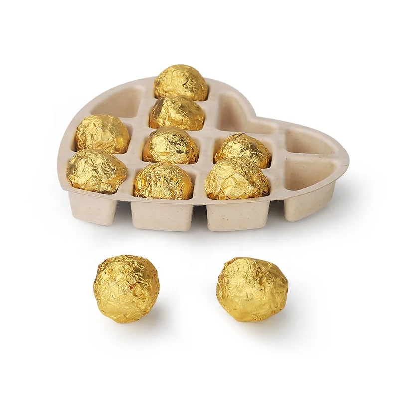 Customized Molded Pulp Eco Friendly Biodegradable Sugarcane Bagasse Chocolate Box Compostable Packaging