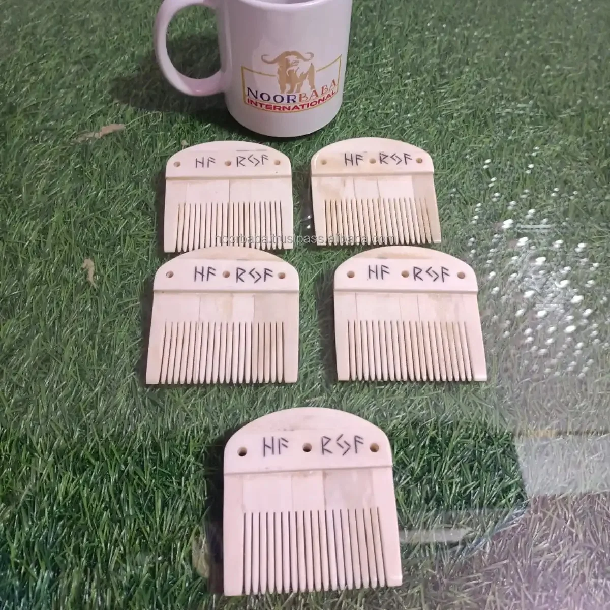 Viking beard comb made of buffalo bone agate beard bone comb