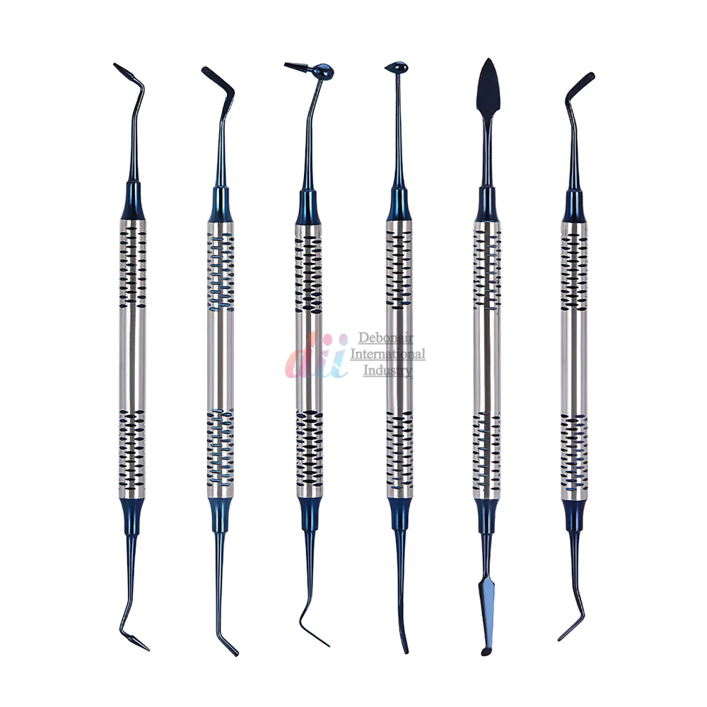 New Dental Tools Composite Resin Filling Spatula Titanium Plated Head Filler Blue Filling Instruments Dental Restoration Set CE