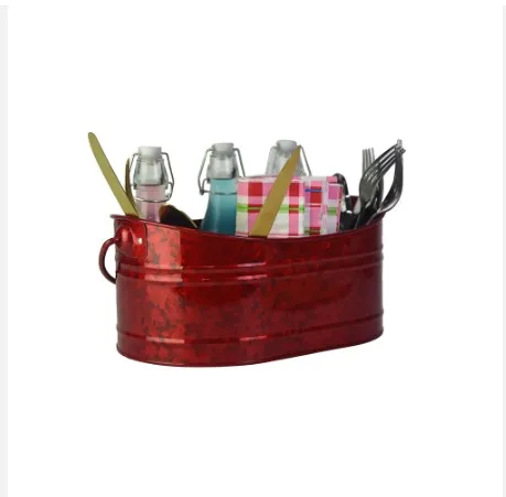 Galvanized Orund Shaped Caddy holder With metal handle New Design metal Utensils Caddy For kitchen Accessories New Meta caddy