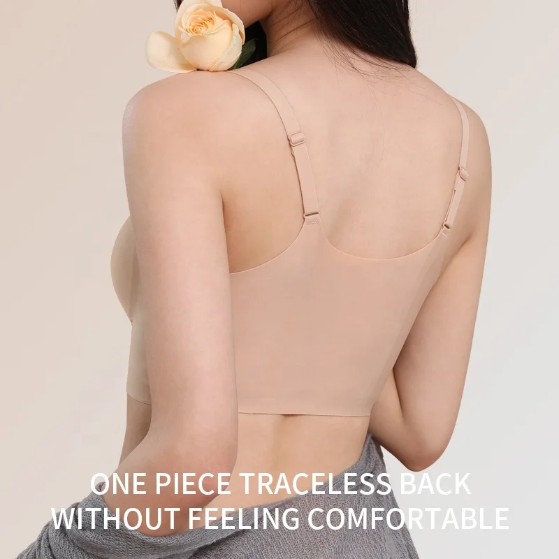 New design custom logo 3D letter Print comfortable full support seamless bra one piece removable wireless jelly bra