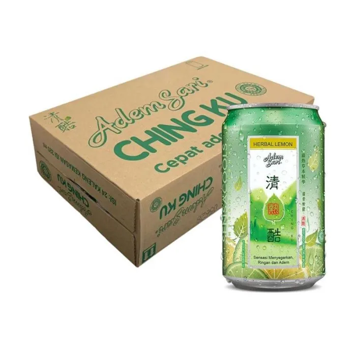 Adem Sari  Ching Ku Can 320ml Herbal Tea Variant Sparkling Soda Tea Taste Chrysanthemum Extract Can Packaging Carbonated Drinks