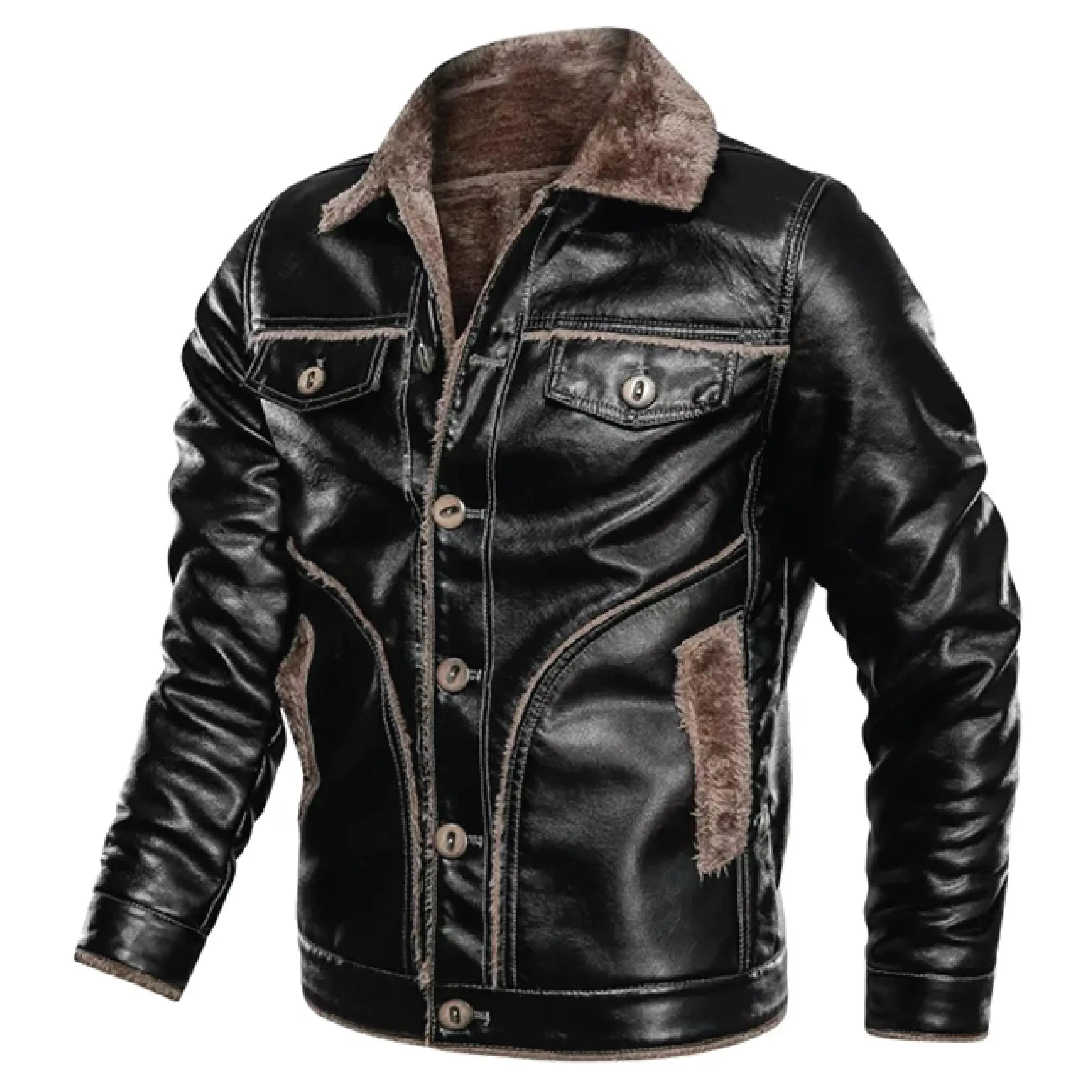 New Vintage Genuine Leather Jacket Men Genuine Mens Leather Jacket
