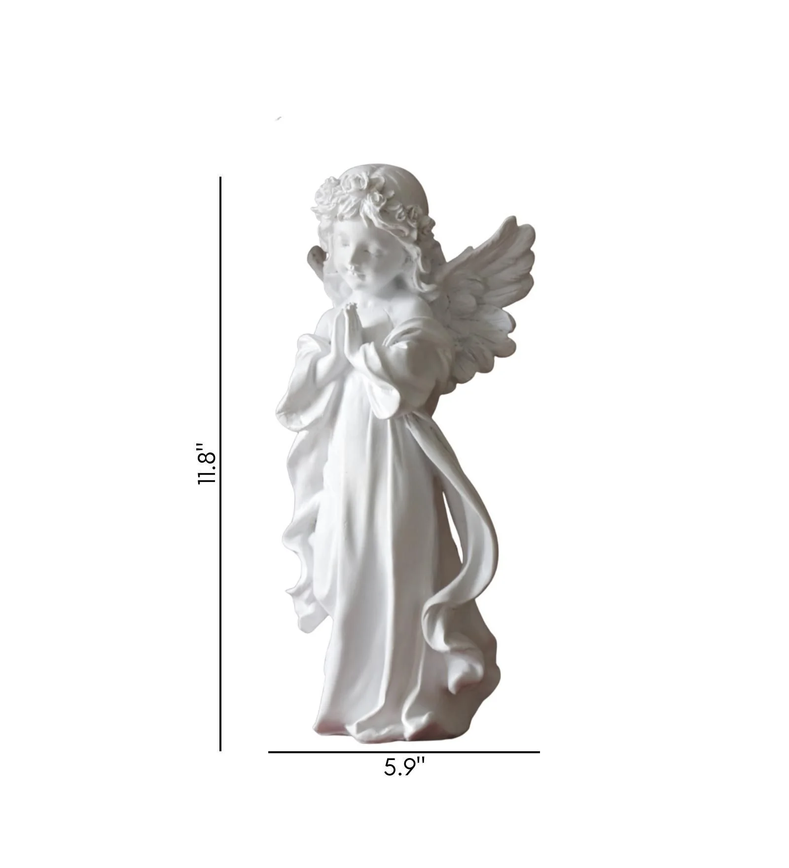 raying Angel Statue with Wings White Resin 12 Inch Figurine Modern 11.8 Inch Praying Angel Statue Figurine White Resin Wings
