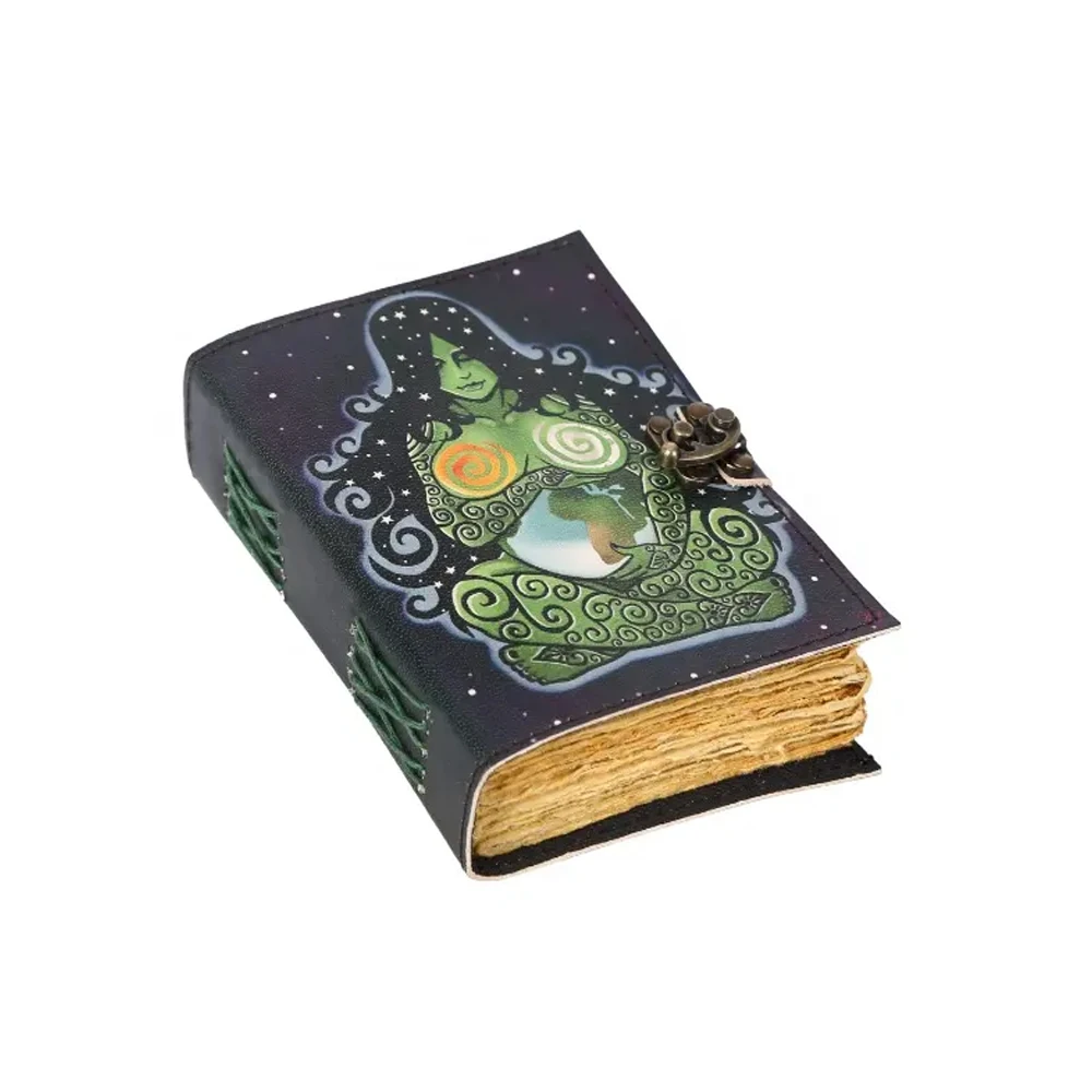 Genuine Leather Handmade Paper Printing Dairy Antique Witchcraft Vintage Leather Journal Notebook Journal