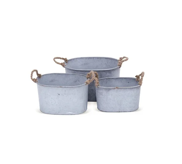 Garden Galvanized plant pot Hanging Garden bucket tin box Iron pots Flower metal Planter with Handles a