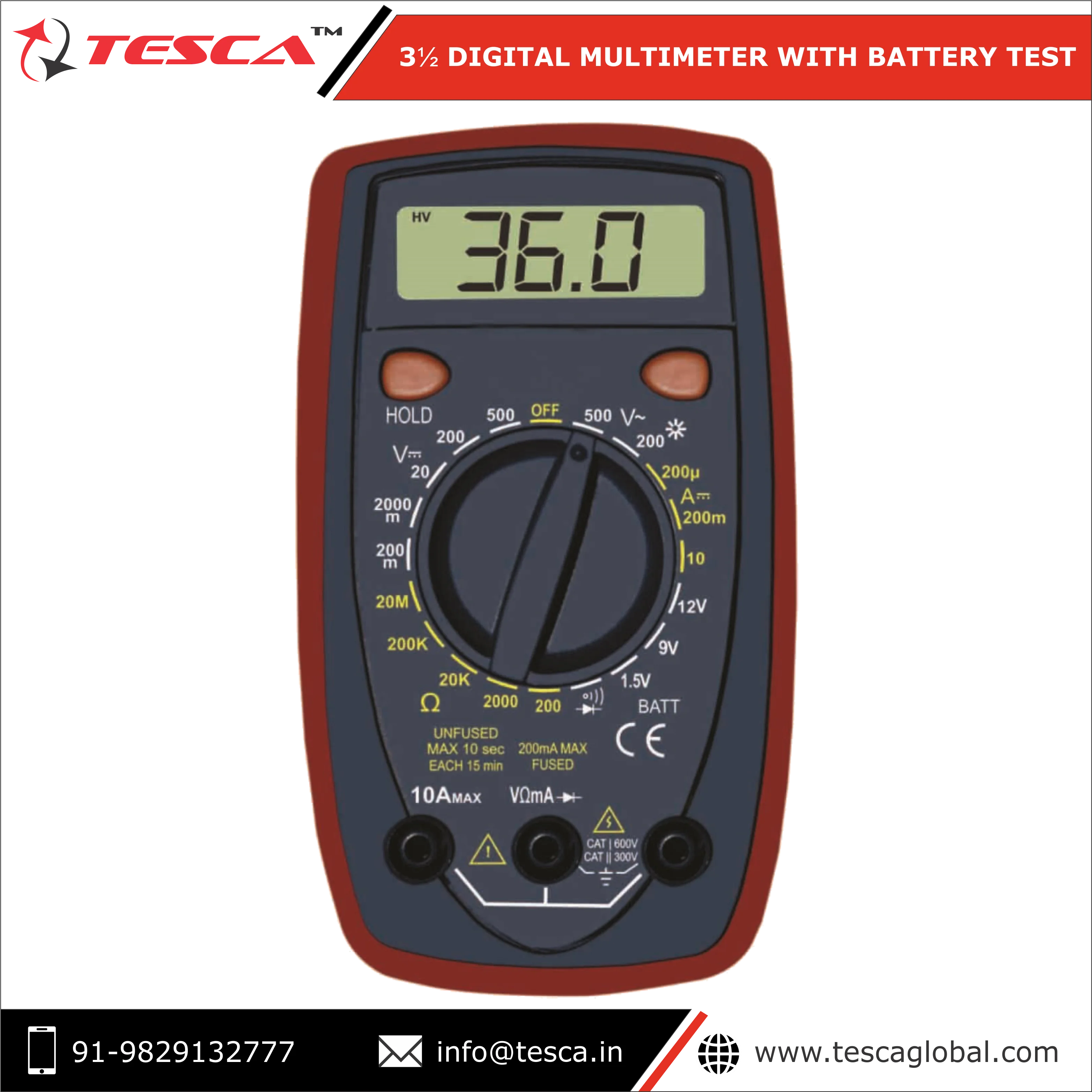 Digital Multimeter with backlight LCD display
