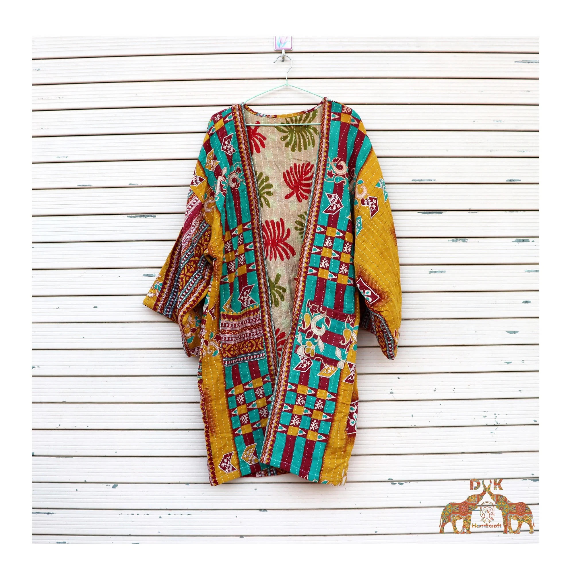 Новое поступление женское винтажное кимоно kantha халат ручной работы куртка из хлопка