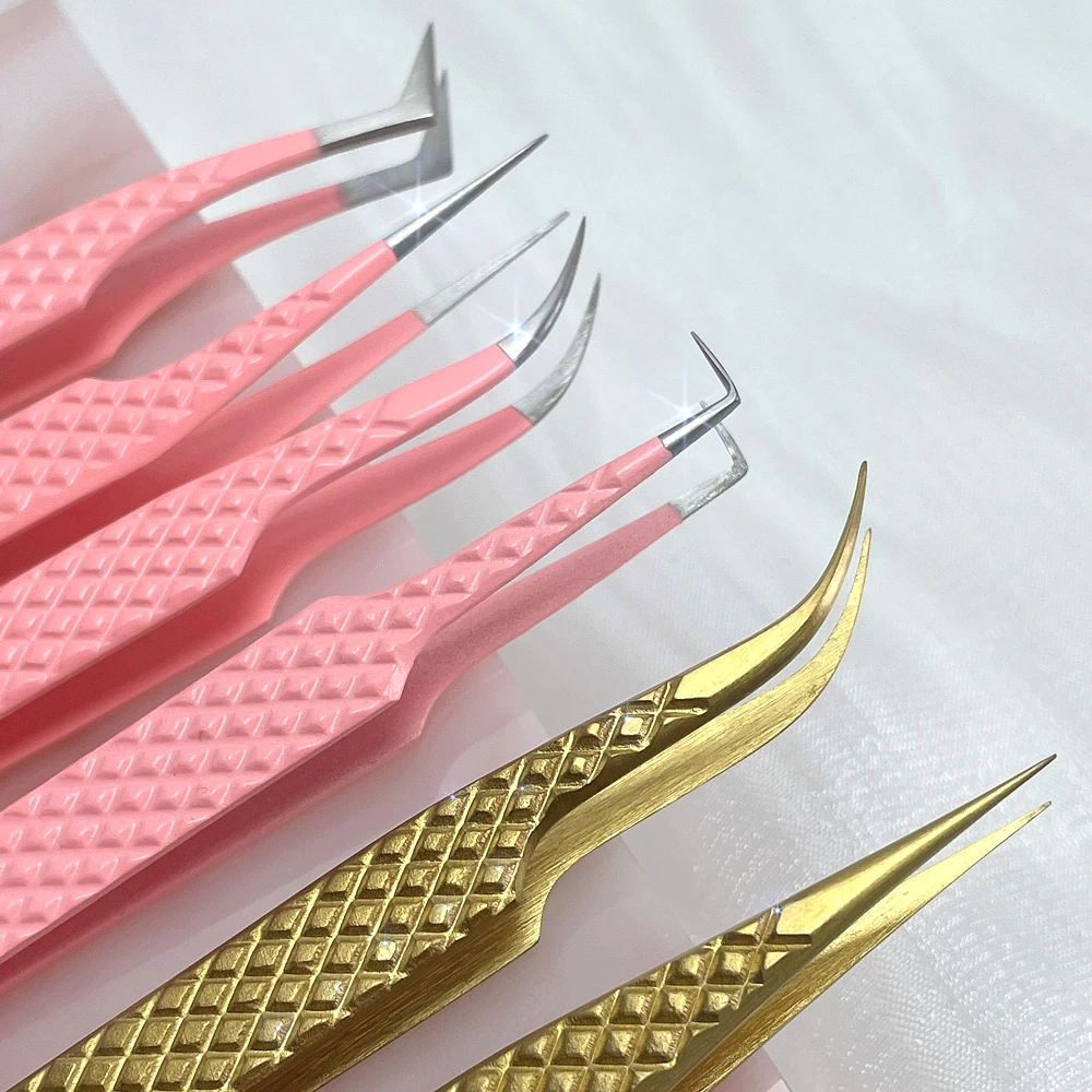 volume tweezers set with fiber tips stainless steel high quality dumout vetus classic volume eyelash tweezers set with logo