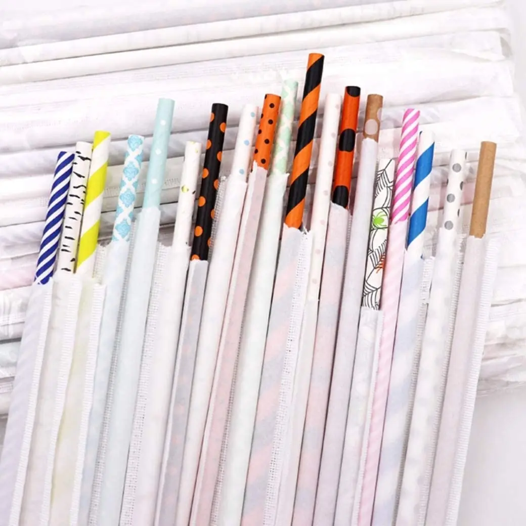 Customized Color Paper Drinking Straws High Quality New Various Pattern for Party and Decorations Biodegradable Paper Straws