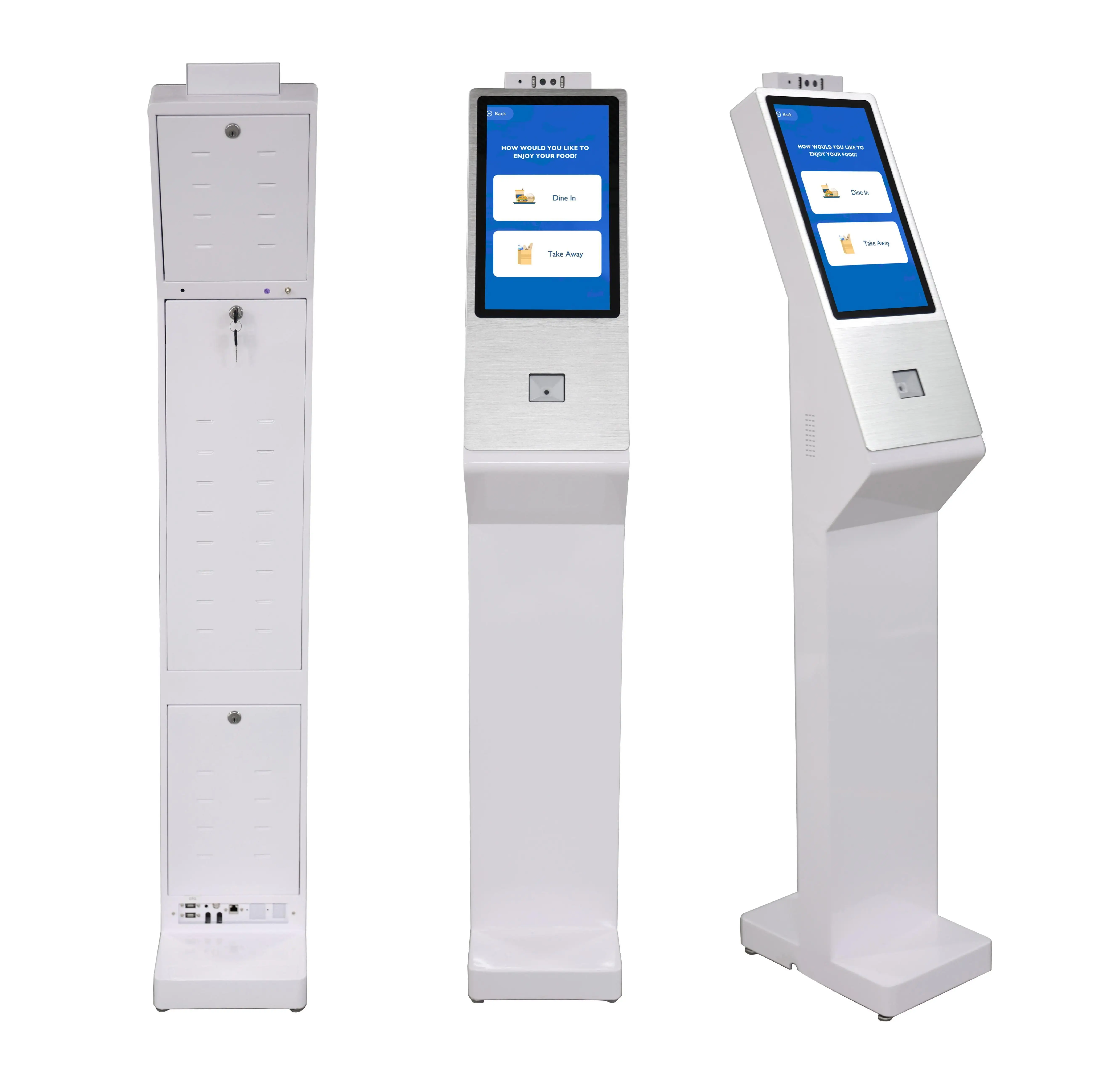 Floor Standing 15.6 Inch Integrated Software Self Service Kiosk POE Android Payment Kiosk With QR Code Scanner Camera