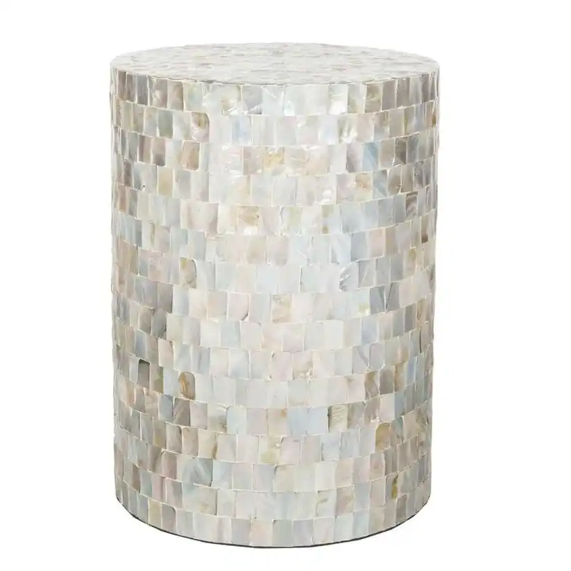 Opulent mop Inlay Stool with Mother of Pearl Inlay Custom Size Options for Unique and Sophisticated Interiors