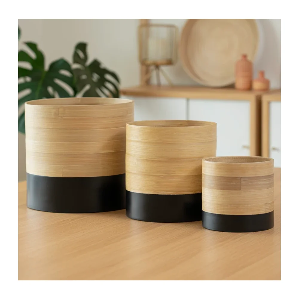 Wholesaler handcrafted eco-friendly modern planter spun bamboo planters pot for indoor plants made in Vietnam